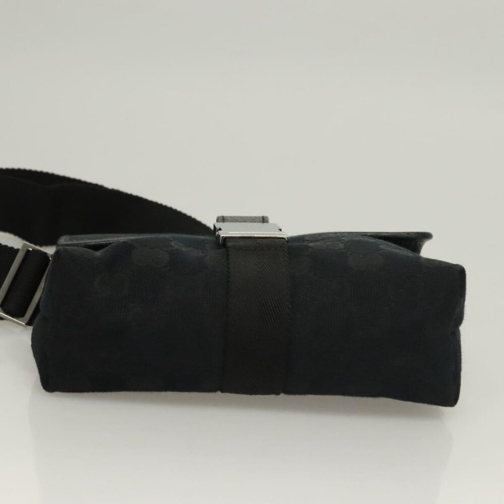 GUCCI GG Canvas Waist Bag Black Silver 131236 Auth yk18870 - Picture 6 of 16